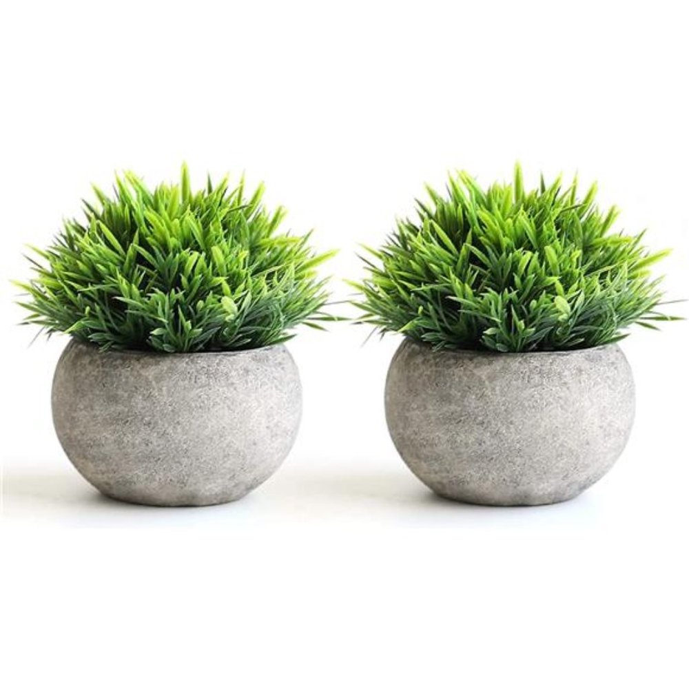 2 Pcs Fake Plants for Bathroom/Home Office Decor, Small Artificial Faux Greenery